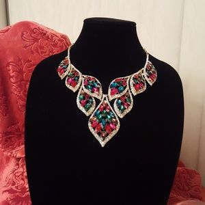 Persimmon multi-colored bib necklace